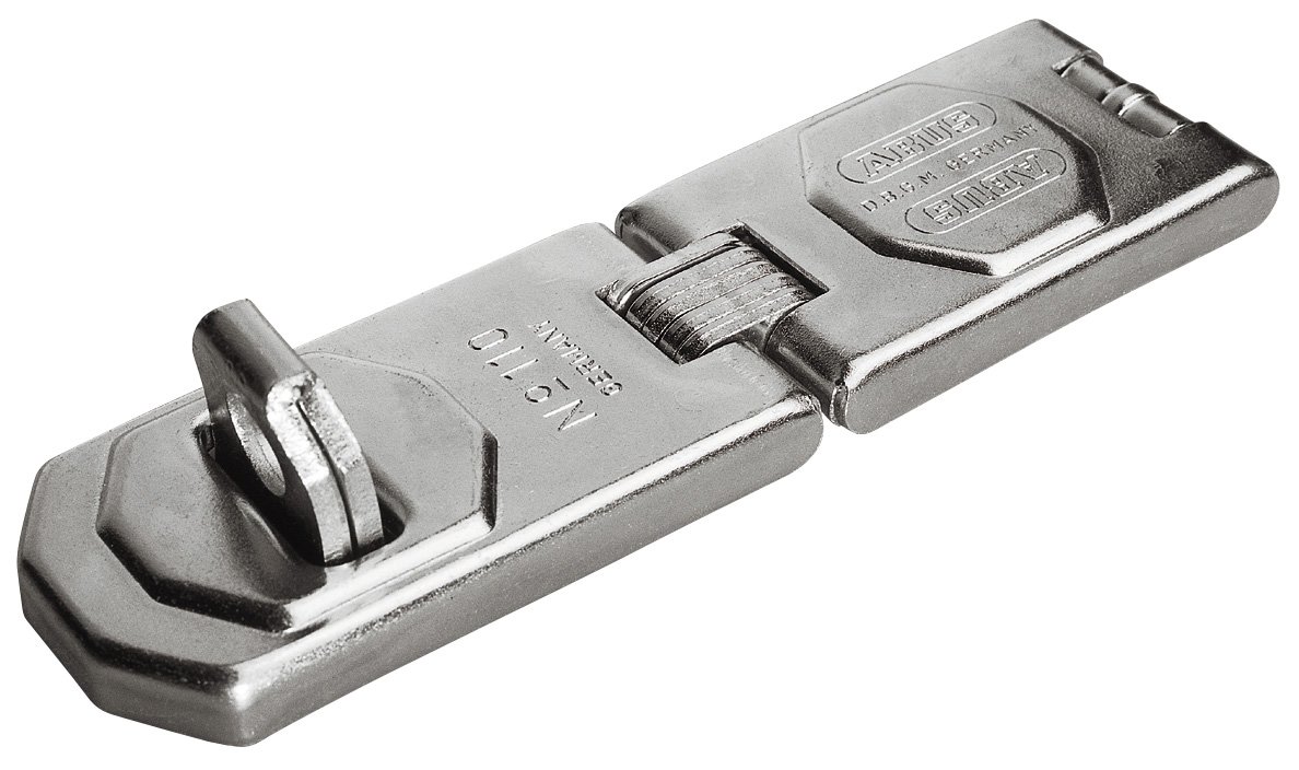 ABUS Hinged hasp and Staple 110/155 - Device for Padlocks - for Opening Doors and Corner Solutions - ABUS Security Level 8 - Silver
