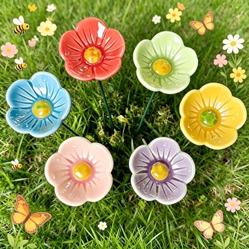 2026 Blumen Bienentränke Für Den Garten Insektentränke Bienenbar Wassertränke Blüte Gartenstecker Garten Geschenk Futternapf Für Honig Spenders Outdoor Hof Terrasse (6pcs)