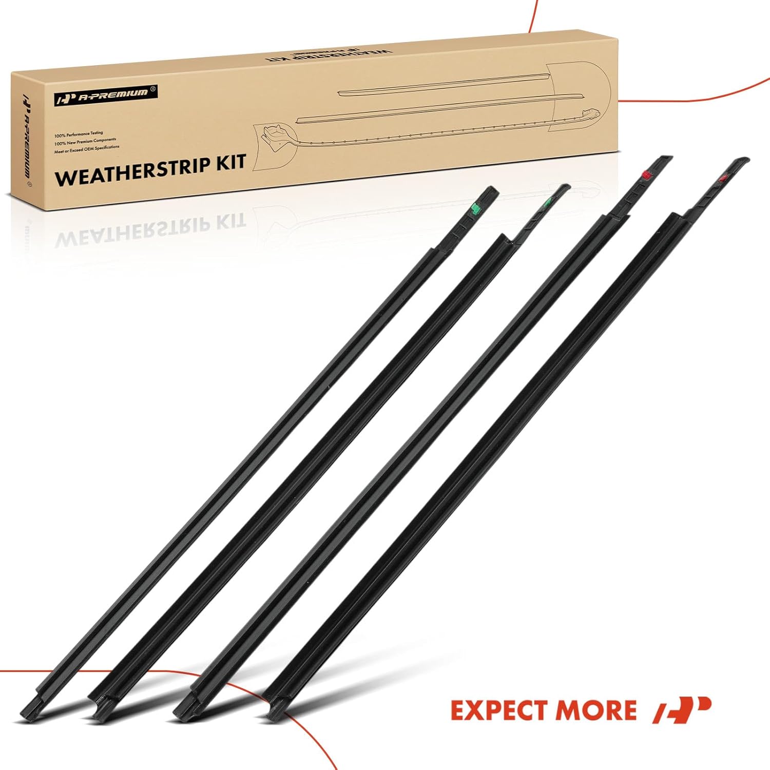 A-Premium 4PCS Window Molding Trim Weather Stripping Kit Compatible with Suzuki SX4 2007-2014, Replaces 8382156K00000, 8381156K00000