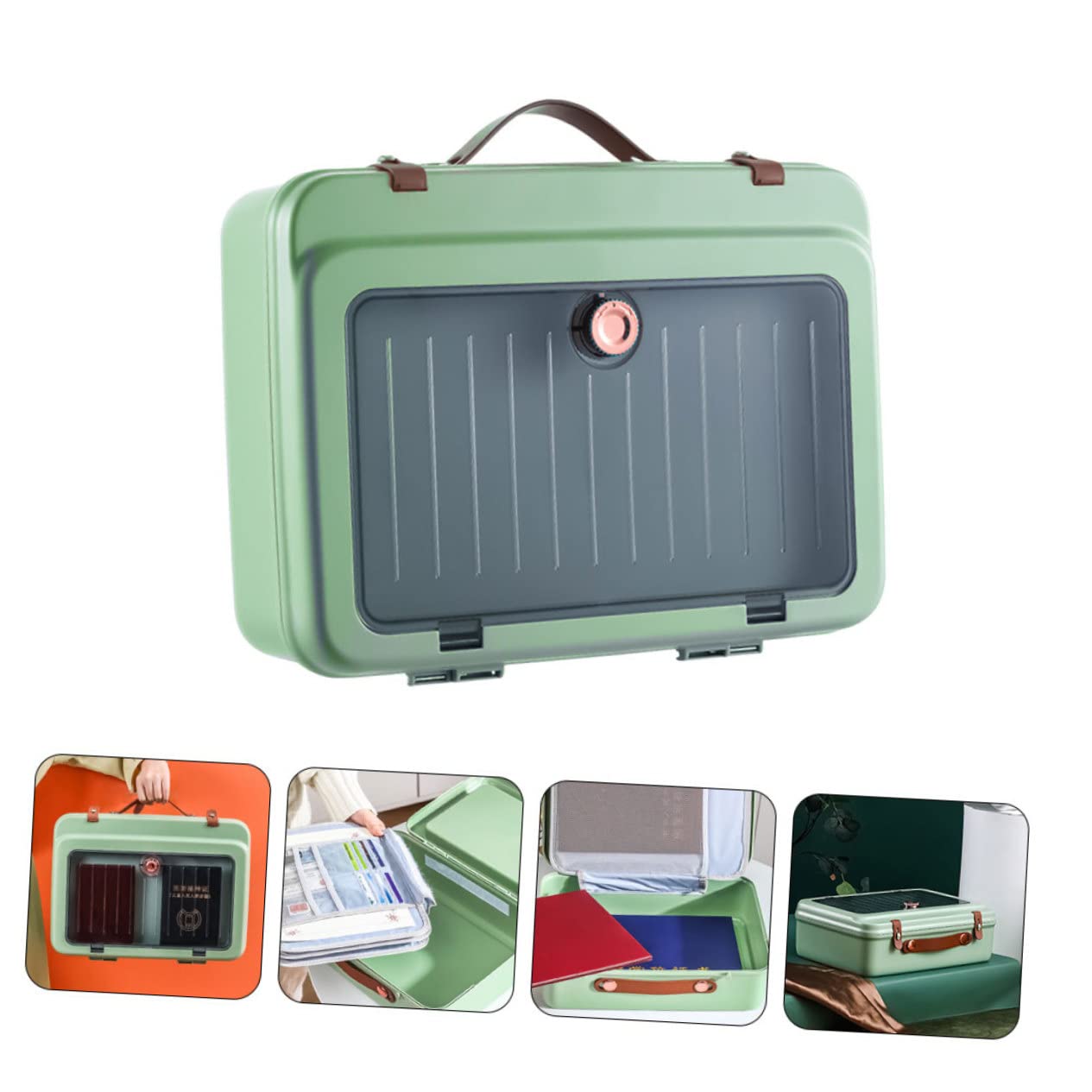 FRCOLOR Porte-Passeport de Voyage Multicouche Vert Grosse Capacité en Abs et Toile, Paquet Pratique et Multifonction pour Organiser Dossiers et Certificats en Déplacement