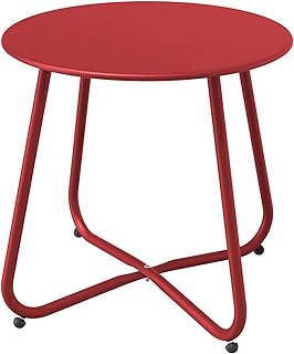 Grand patio Outdoor Side Table 18-inch Round End Table Accent Table for Bistro Balcony Apartment Red