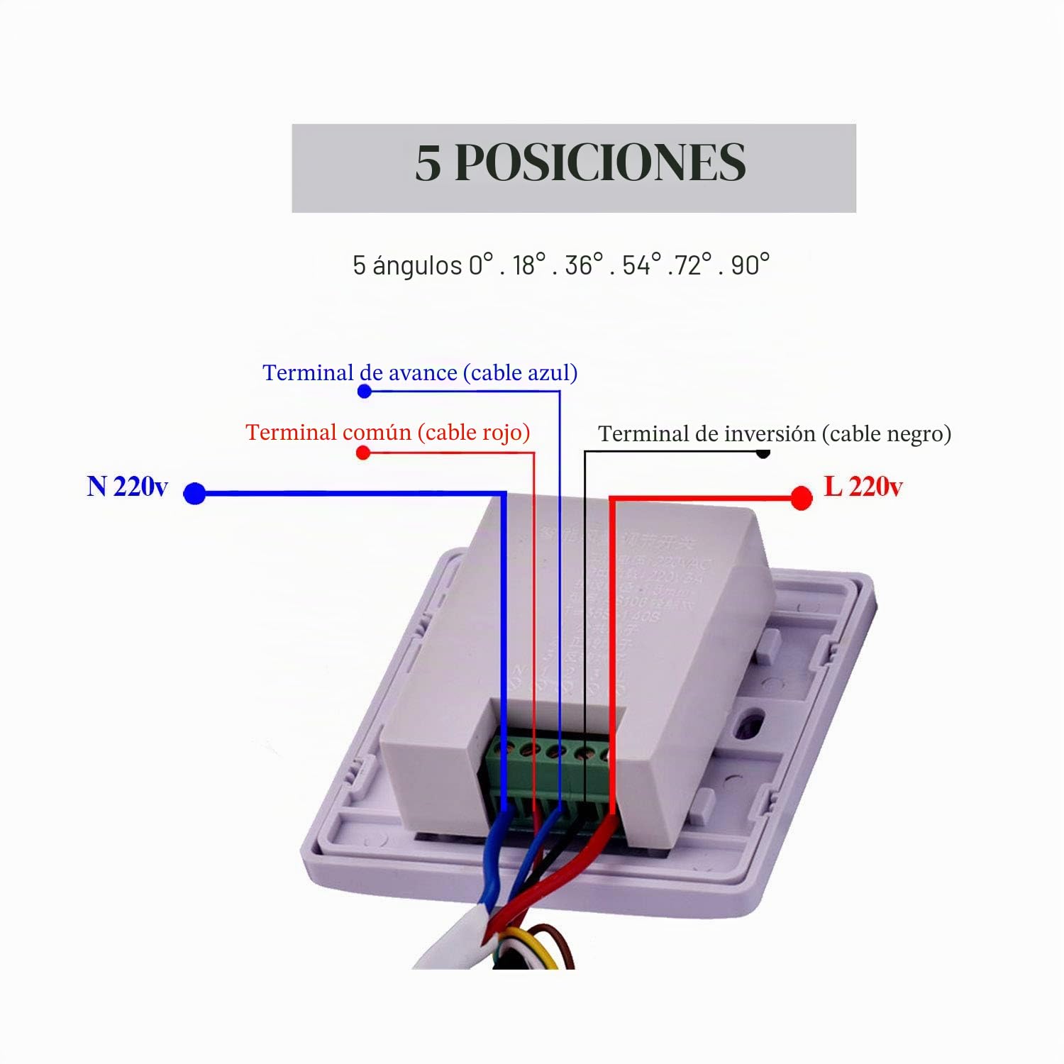 Compuerta motorizada 220v 16NM compuerta regulacion aire 5 posiciones para ventilacon rejilla vmc diámetro 51 63 76 80 100 125 150 200 250 300 350 400 mm (Diámetro 100mm)