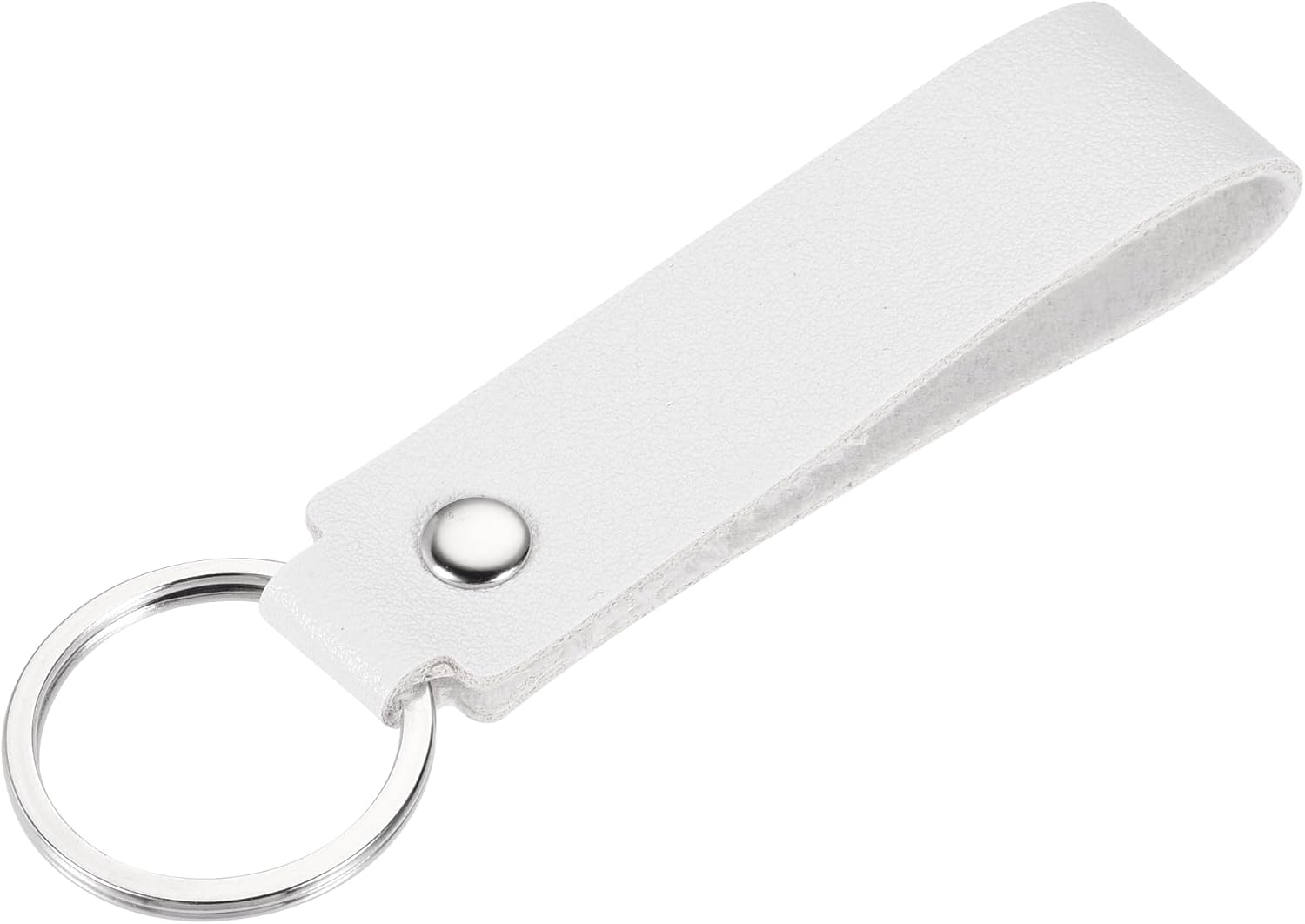 YOKIVE 1 Pcs Leather Keychains, Home PU Circle Keyrings Decorations Key Holders Lanyard Straps for Keys Bags Wallets (White)
