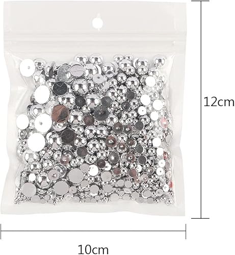 Miniatura 8 de 3000 cuentas de perlas redondas de imitación con parte trasera plana, cuentas sueltas medias sueltas, tamaños surtidos de 0.079 pulgadas, 0.079