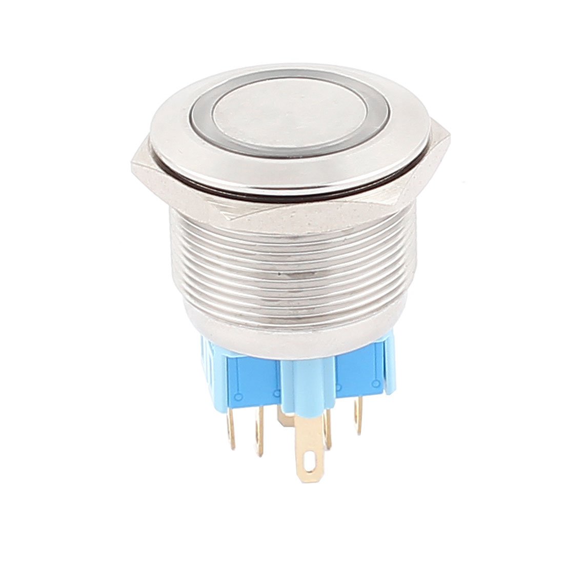 Aexit 24V 25mm Switches Thread Dia White LED Lamp Momentary Metal Pushbutton Switches Pushbutton Switch