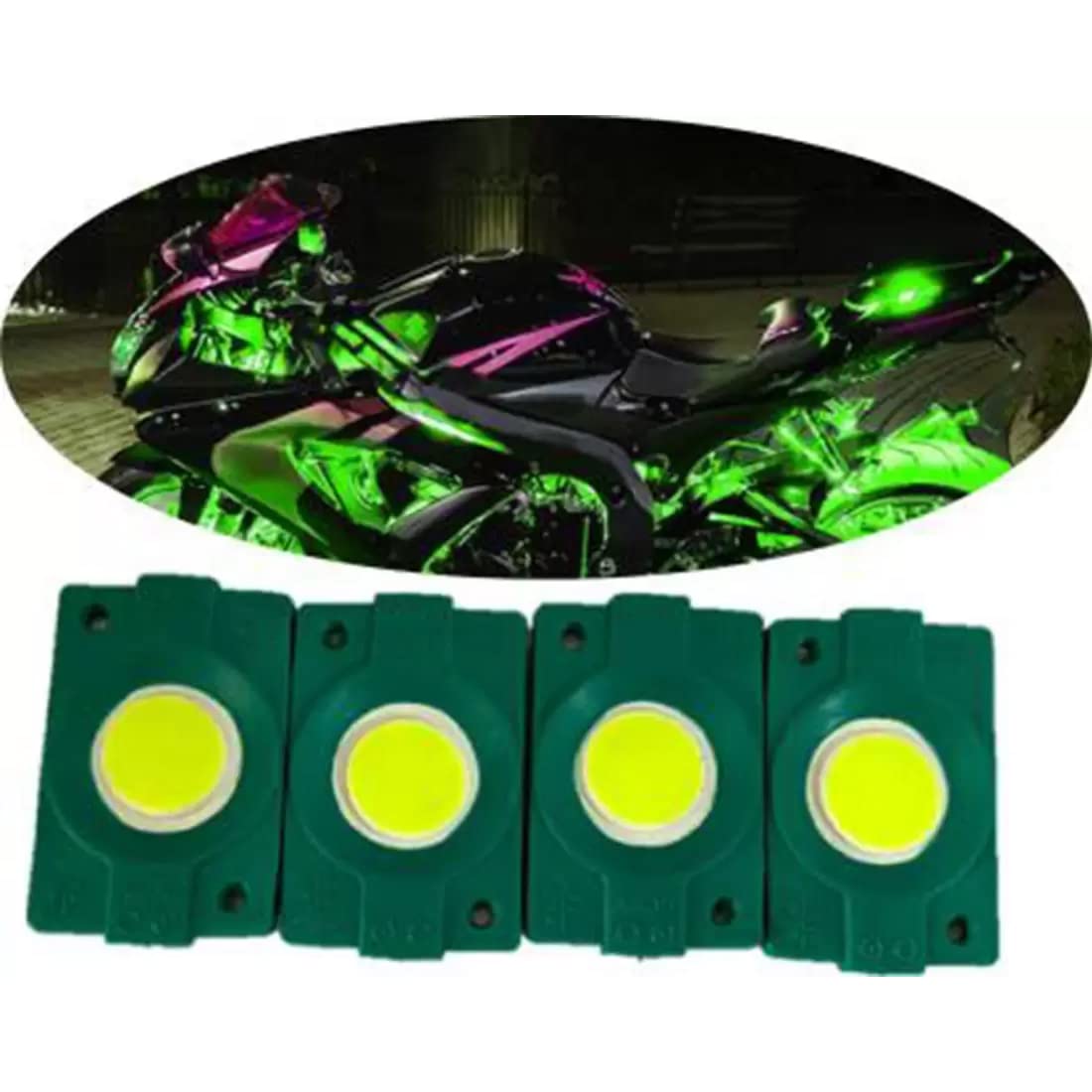 car accessories 4 Pcs Universal Patch Light Fancy Light for Bike Car Led Light car light interior bike light Body Lights for Car Motorbike Van Truck (Green)