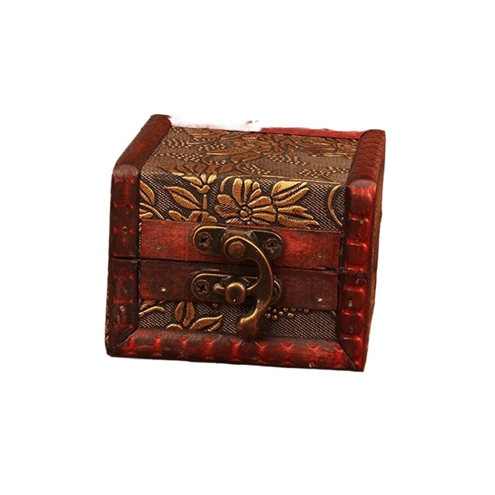 YShiuoL Wooden Storage Box Vintage Wooden Jewelry Box With Lock Trinket Packing For Ring Brooch Bracelets Earrings Ear Studs Storage(Color6)