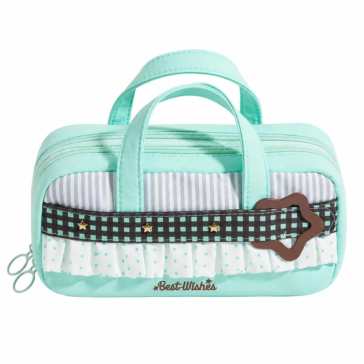 LIFECOSM Cute Polka Dot Pencil Case Pouch, Pencil Pouch for Girls (Green B)