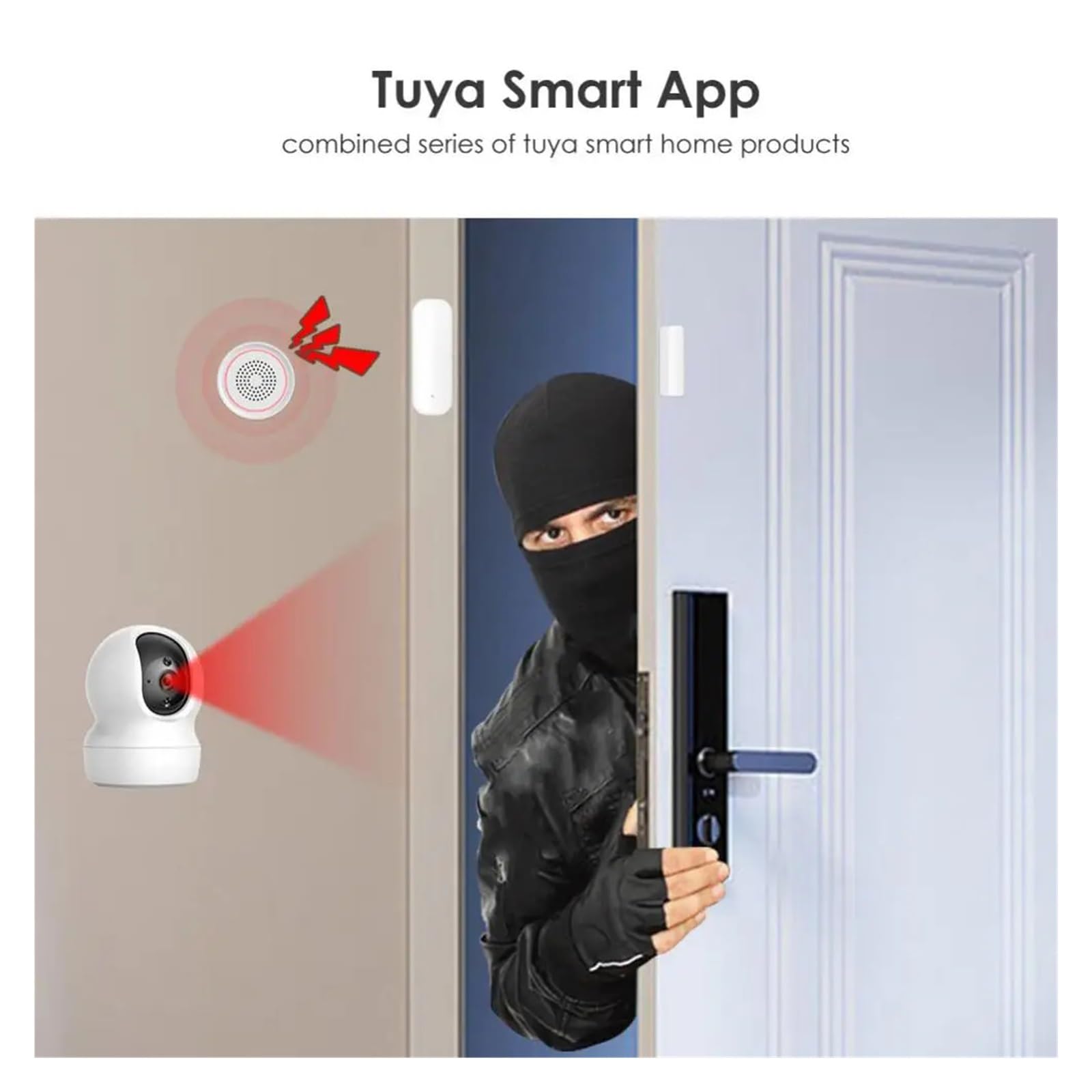 Alarmes De Porte, Tuya – capteur de porte intelligent WiFi, détecteur magnétique d'ouverture/fermeture de porte de maison intelligente, télécommande de fenêtre, capteur de porte Via Alexa Pour La SéCu