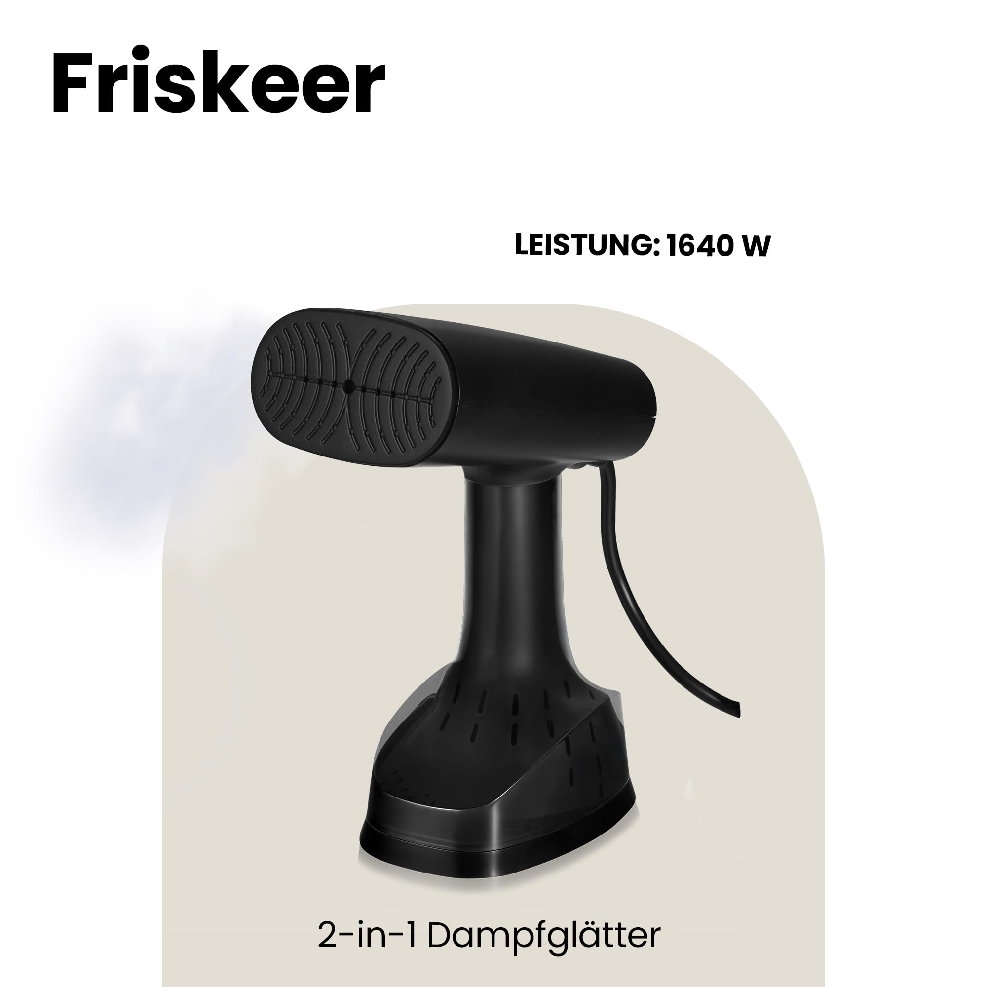 ZEEGMA FRISKEER 2-in-1 tragbarer Dampfglätter, Steamer, Dampfbügeleisen | 1640 W, 380 ml Dampfleistung 25 g/Min., schnelles Aufheizen, stoffsicher, horizontales und vertikales Bügeln