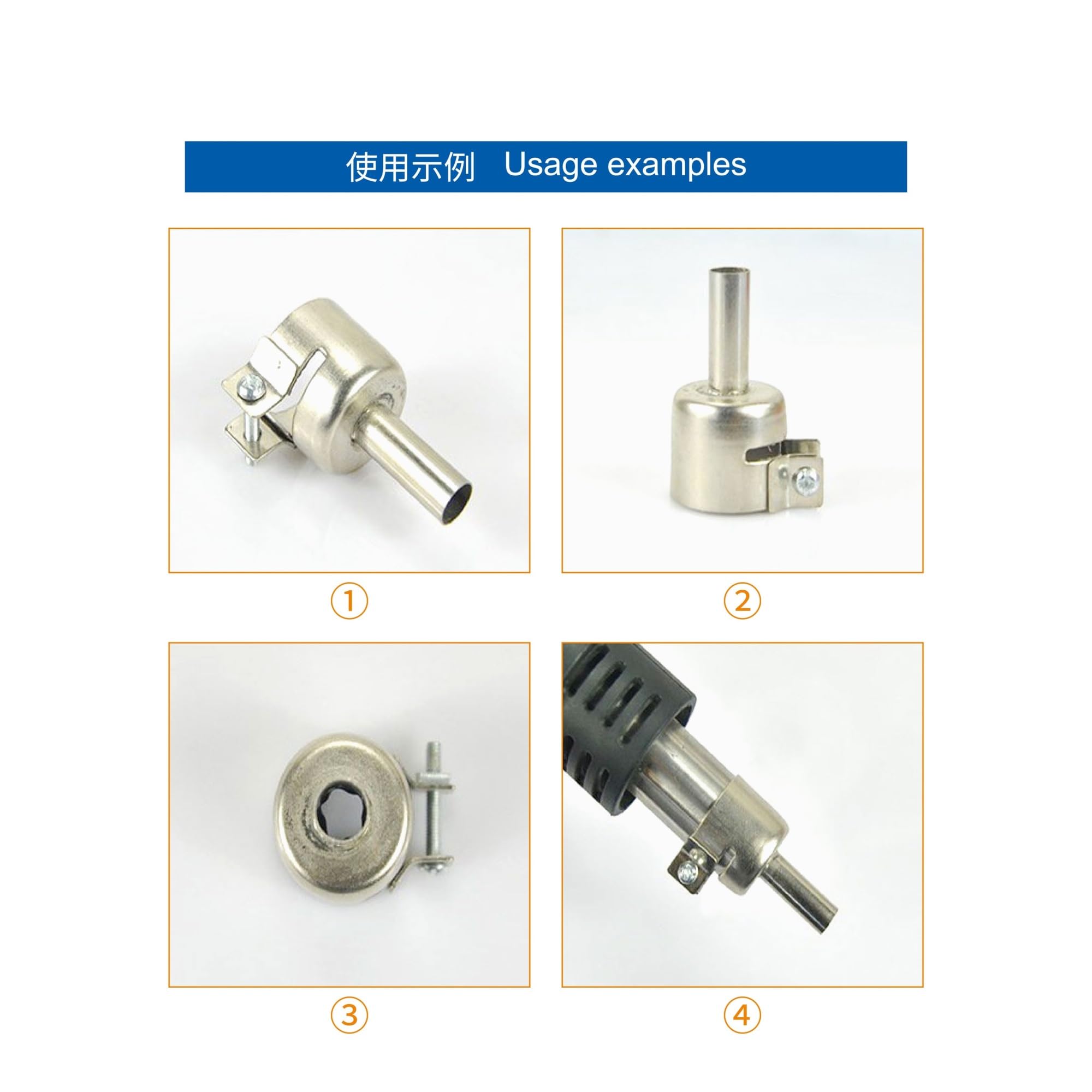 Ugello ad aria calda da 1 pezzo compatibile con la stazione di saldatura serie 850 | Accessorio for pistola termica for saldatura SMD BGA, dimensioni da 3 mm a 10 mm opzionali(7pcs Bent set)
