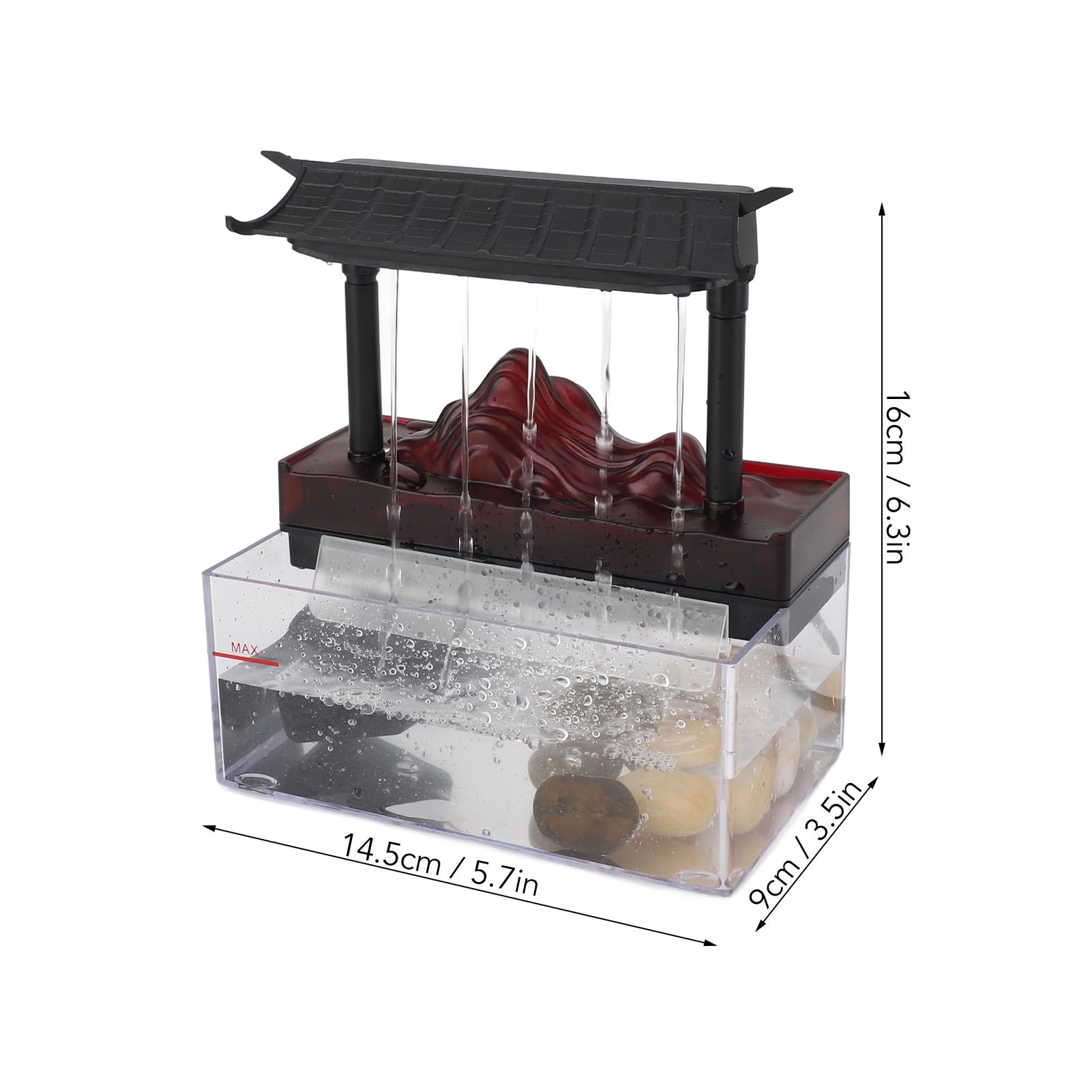 Tabletop Water Fountain, Desk Water Fountain, Plastic Indoor Fountain Decor for Living Room and Coffee Table, USB LED Recurring Stream