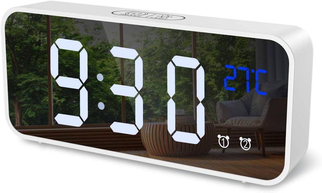 ORIA Digital Alarm Clock, Mirror LED Music Digital Clock, Voice Control