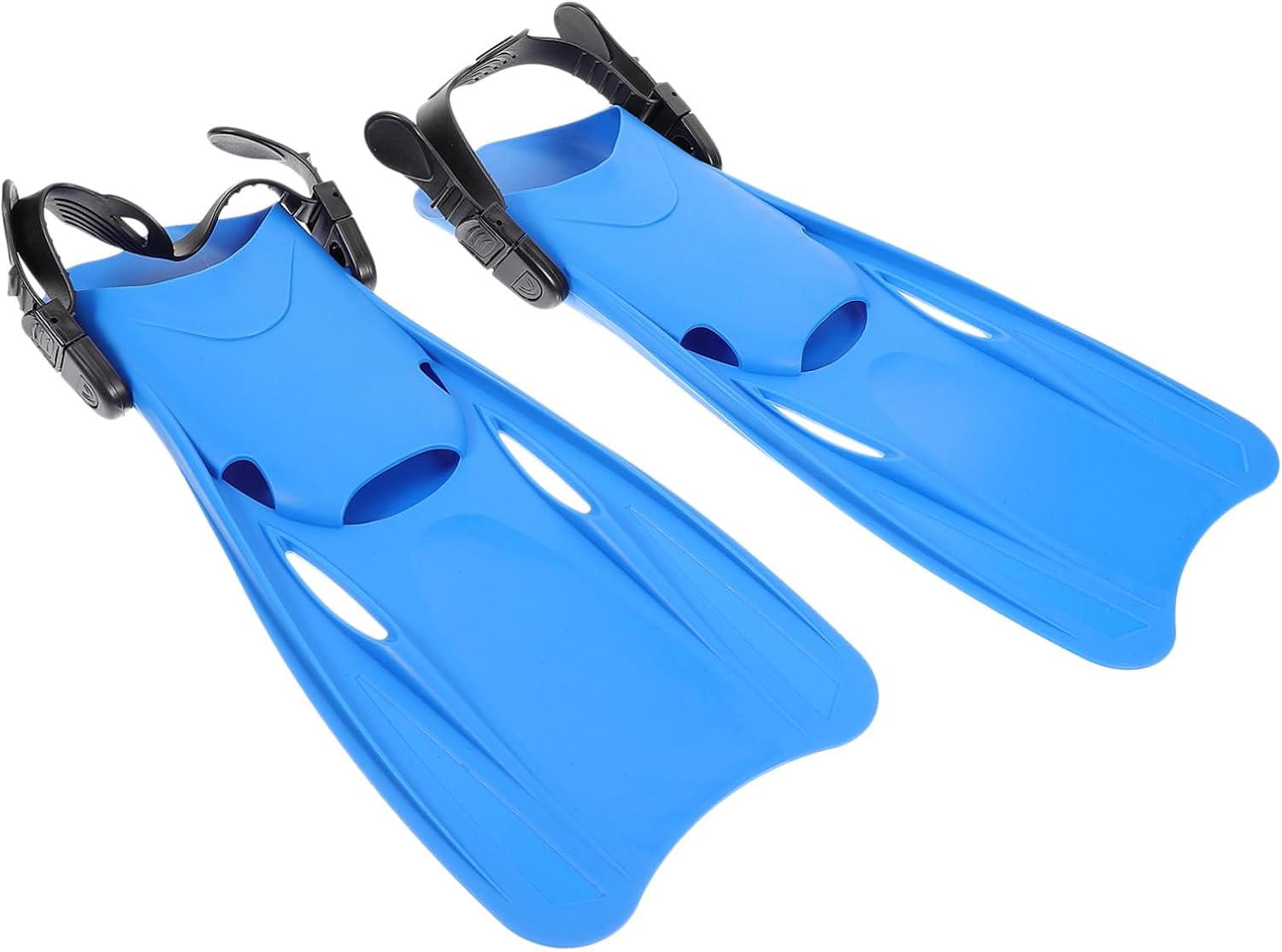 Generic Blue Diving Fins for Adults Lightweight Plastic Snorkeling Swim Flippers with Open Toe Design Comfortable Non-rubbing Training Fins for Men and Women Beach Diving and Swimming