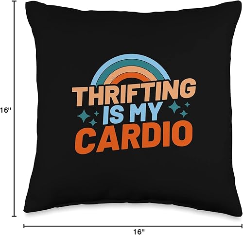 Miniatura 4 de Thrift Store Fan Gift Idea Cardio Treasure Thrifting Lover - Almohada de 16 x 16 pulgadas multicolor