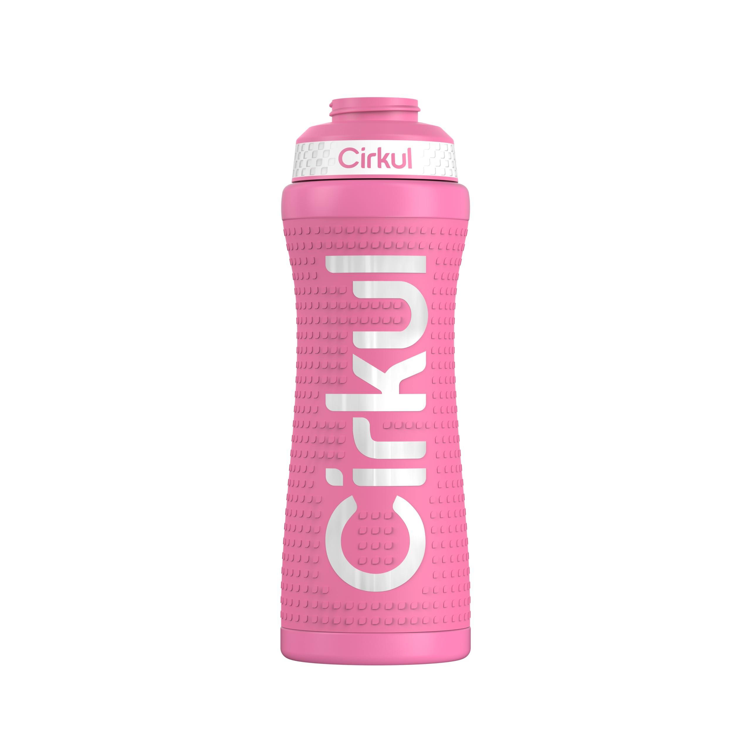 Cirkul22oz. Pink Grip Stainless Steel Water Bottle & Sport Lid, Durable, Insulated, Protective Grip, Leakproof & Heavy Duty