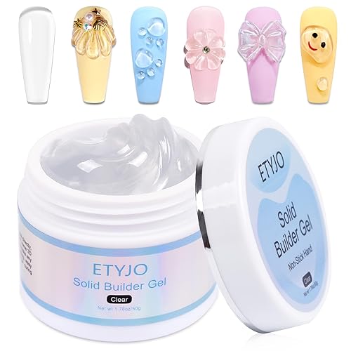 Constructor de gel sólido para uñas, 1.76 oz de gran capacidad, transparente, antiadherente, 3D, para arte de uñas, extensión de uñas, gel duro para