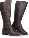 Hawkwell Women's Wide Calf Knee High Double Zipper Riding Boots