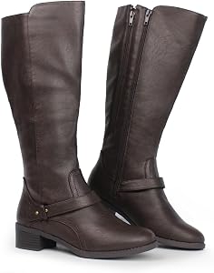 Hawkwell Women's Wide Calf Knee High Double Zipper Riding Boots
