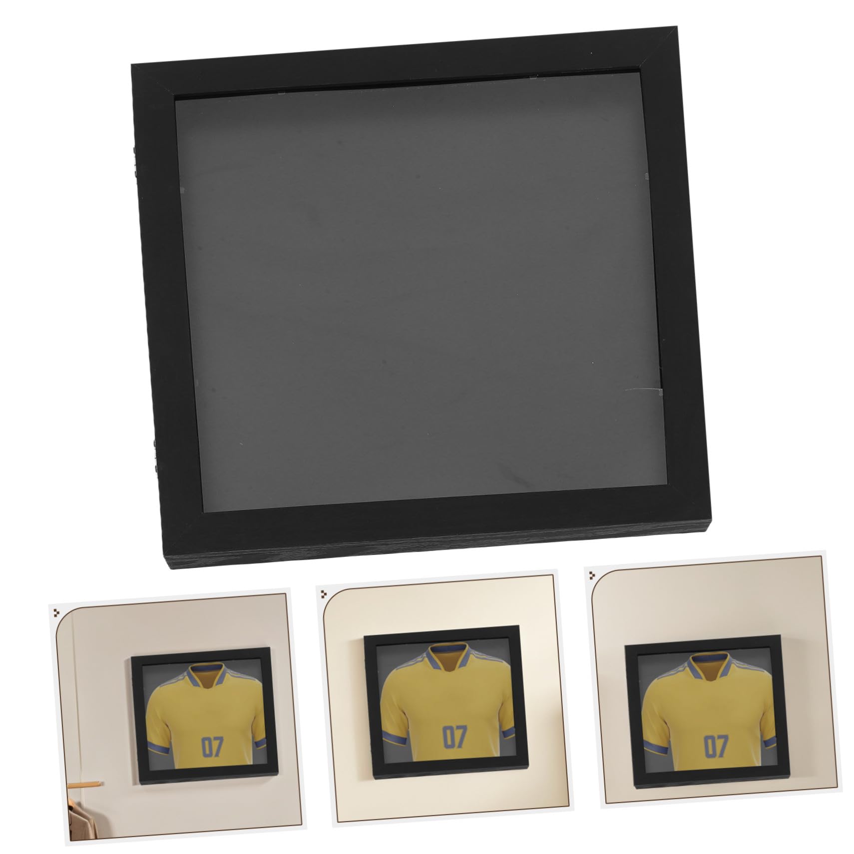 Mipcase Marco de Camiseta de Fútbol de Madera Negro 13x13 Pulgadas