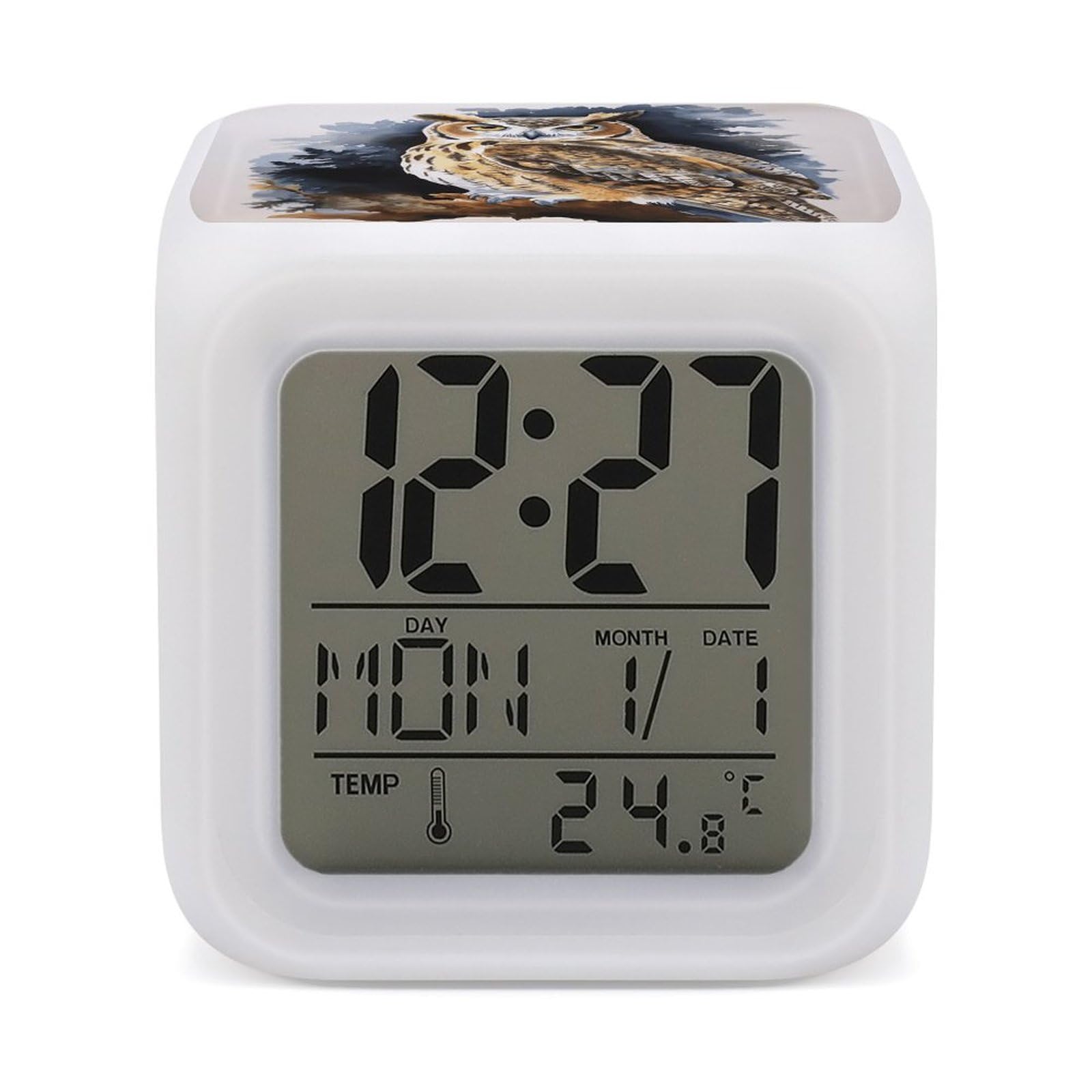VstaDank Owl2 Alarm Clocks with 7 Color Changing Night Light Exquisite Bedroom Digital Clocks with LED Temperature Display Desk Clock Ok to Wake Clocks for Heavy Sleeper