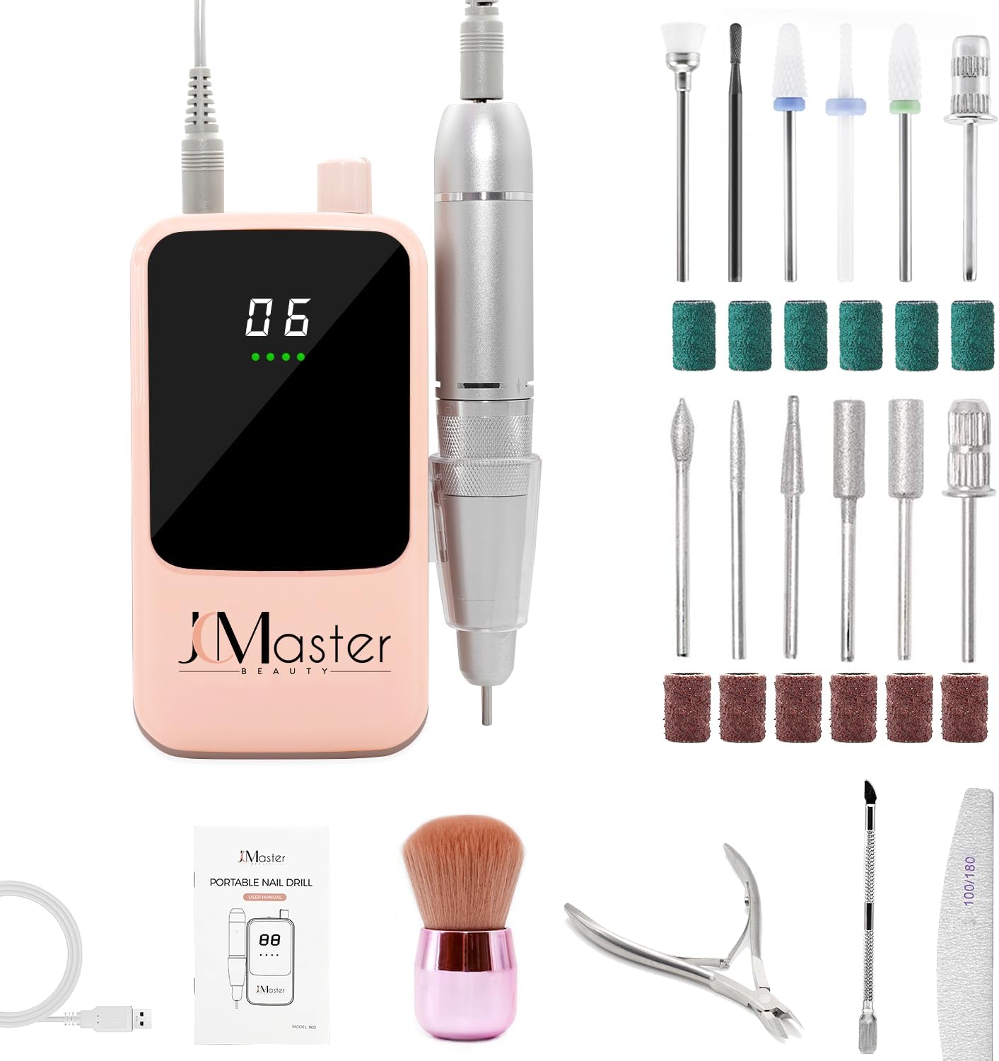 JCMaster Nagelfrees, Elektrische Nagelvijl, beginners en professionele frees voor gelnagels, draadloos, pedicureset, voetverzorging, elektrisch