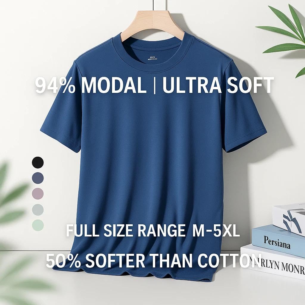 Xingfenly 94% 6% Spandex Summer Short Sleeve -Shirt Men Crew Neck Solid Casual Underwear Clothing