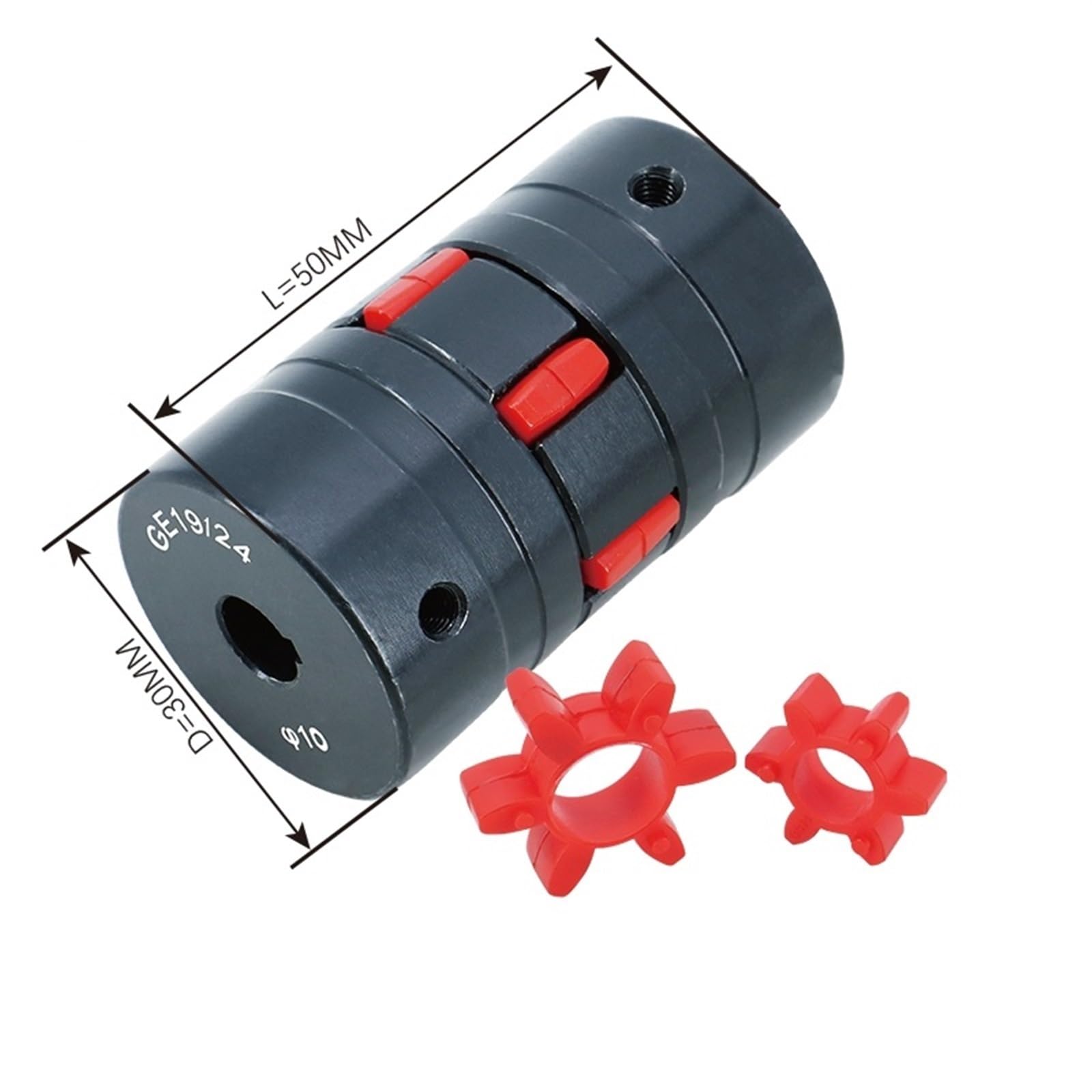 Acoplador de Motor estrella CNC D30L50, diámetro de 8-16mm, acoplamiento de eje elástico Flexible, 2 mandíbulas, acero 45, conector de alto par de 20Nm, 1 Uds.(12-12)