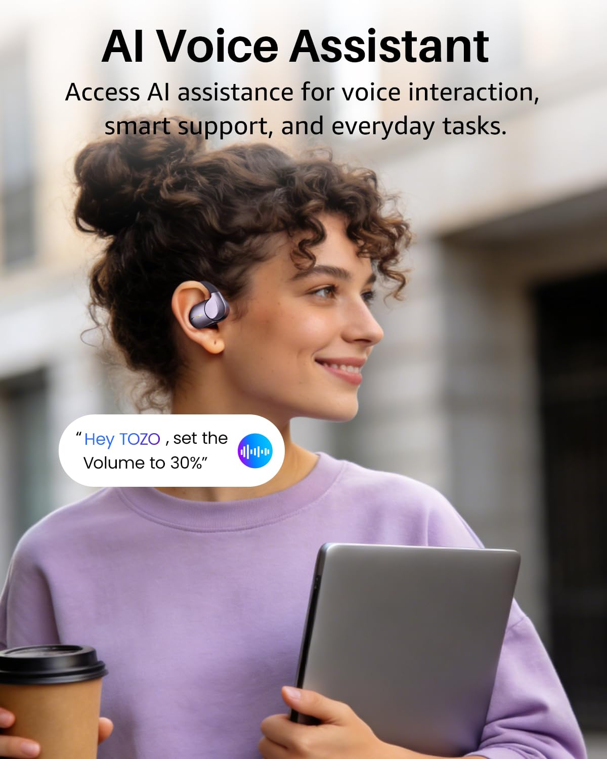 TOZO Open X2 Pro Open-Ear Kopfhörer, Smart Display, LDAC Hi-Res Audio, KI | 15,4-mm Treiber, Gyro Spatial Audio, Dual-Axis Open Fit Design, Bluetooth 6.0, KI-Übersetzung, 35 Std. Akku, IPX7
