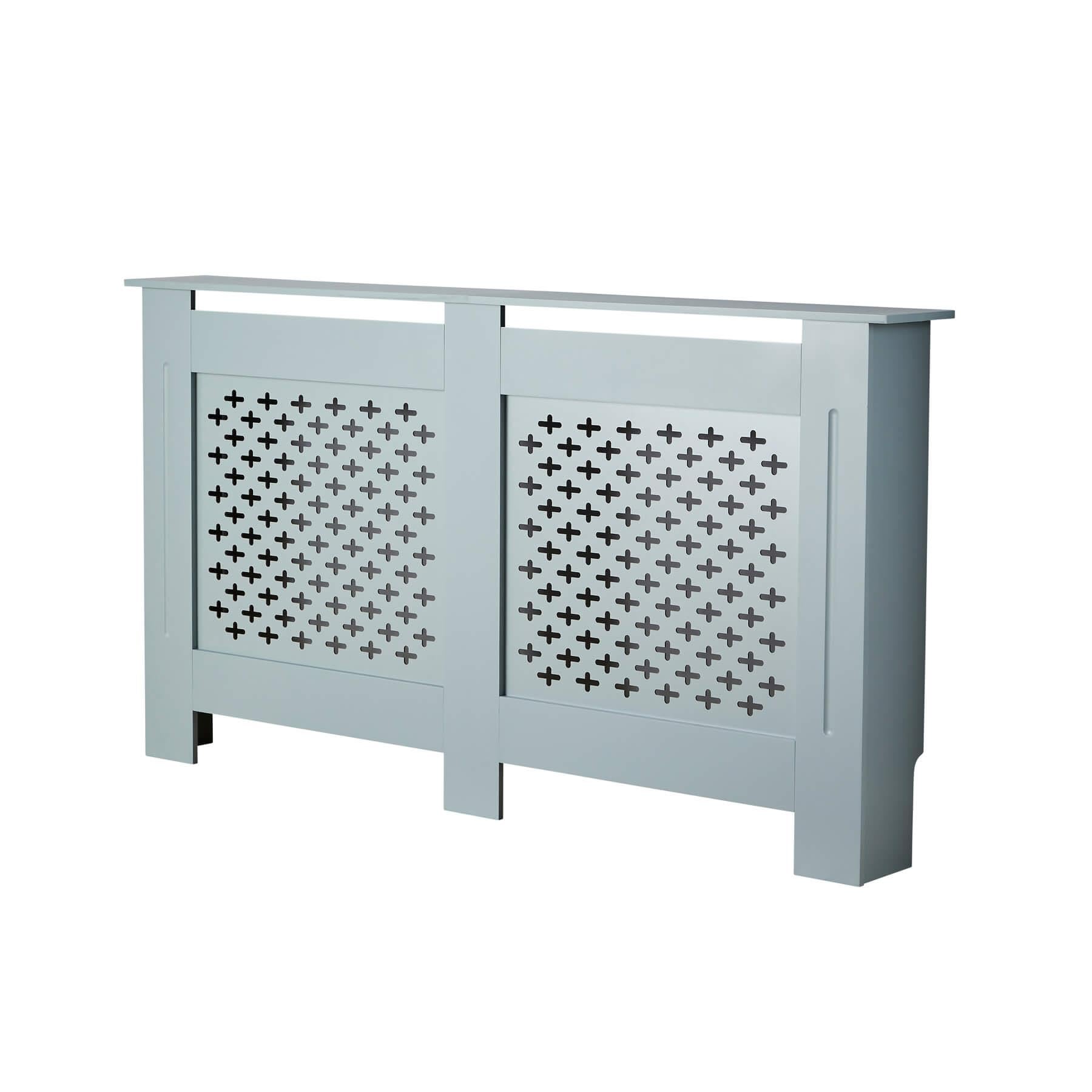 Home Source Radiator Cover Wooden Wall Cabinet Shelf Decorative Grill, Grey, Large 152cm