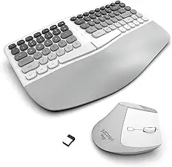 Conjunto ergonômico de teclado e mouse sem fio cremoso conjunto de mouse silencioso com descanso de pulso para computador, laptop, PC, Mac, Windows