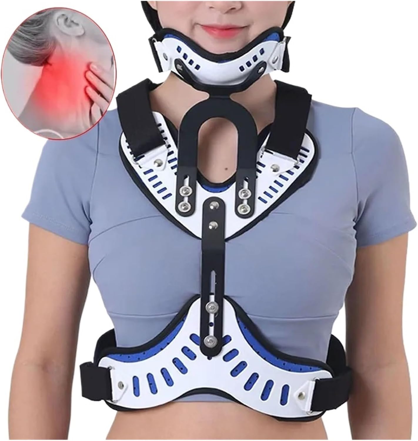 Neck Support Cervical Thoracic Orthosis Head Neck Chest Fixed Brace Traction Support Spine Stretching Adjuatable Corrector Neck Care