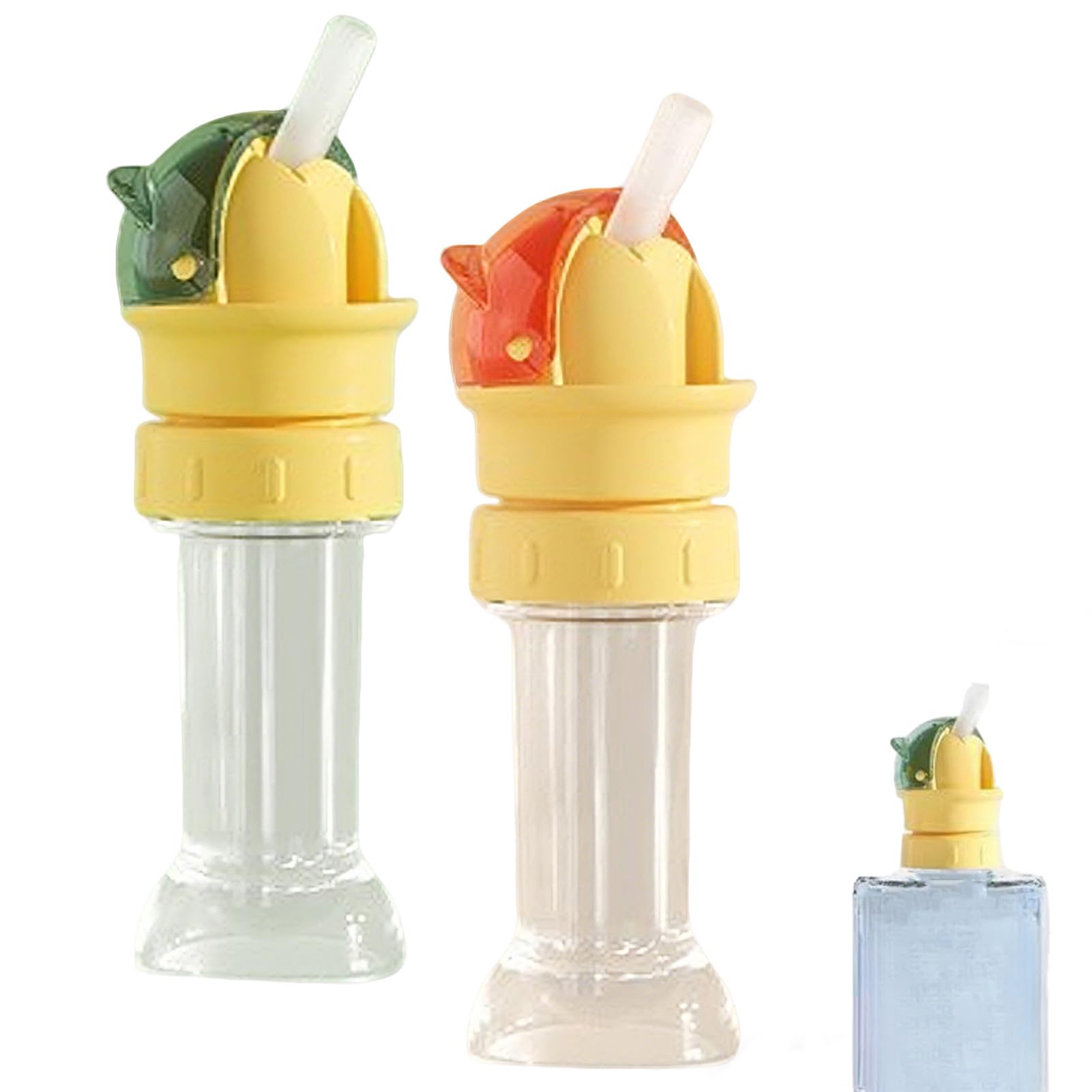 Water Bottle Spout Conversion Cap with Straw, Universal Fit for Juice & Water Bottles, Spill-Proof Flip Top Cover (Mixed * 2)