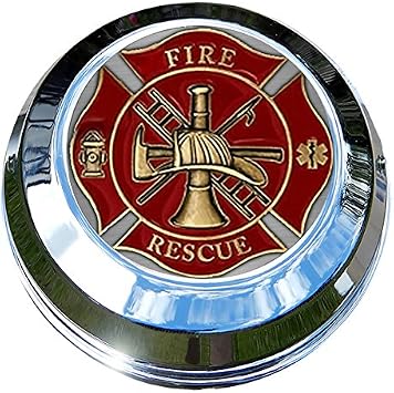 Harley Gas Cap Coin Mount Set with Fire Fighter Fire Rescue for Softail Dyna Road King Sportster......