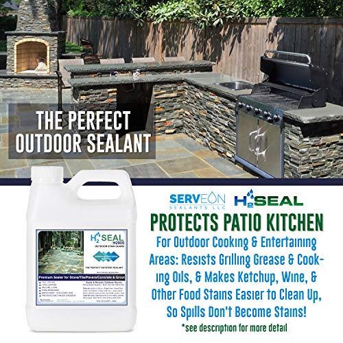 Serveon Sealants H2Seal H2900 Outdoor Stone Sealer With Stain Guard -Water Based Professional Grade For Natural Stone, Concrete, Unglazed Tile, Brick -Protection For Patios,Pool Decks,Driveways(1 Gal) #TOP3