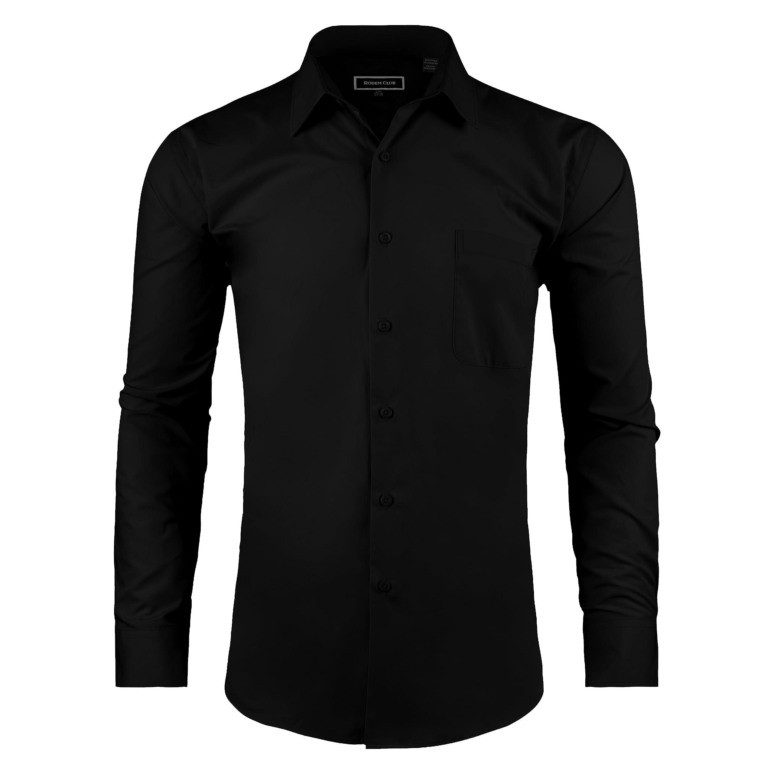 RODEM CLUB Men's Dress Shirt Regular Fit Long Sleeve Wrinkle-Resistant Business Formal Solid Button Down Shirts with Pocket