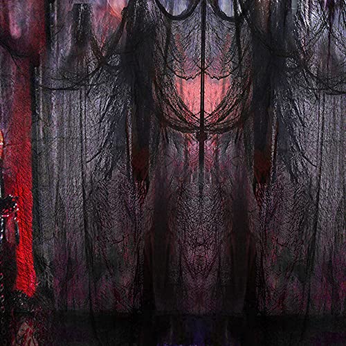 Halloween Creepy Cloth Black 360 X 79 Inches Spooky Halloween Decorations Cheesecloth With Spider Web Party Supplies Décor For Haunted House, Garden, Patio, Indoor Wall Hanger Windows #TOP2