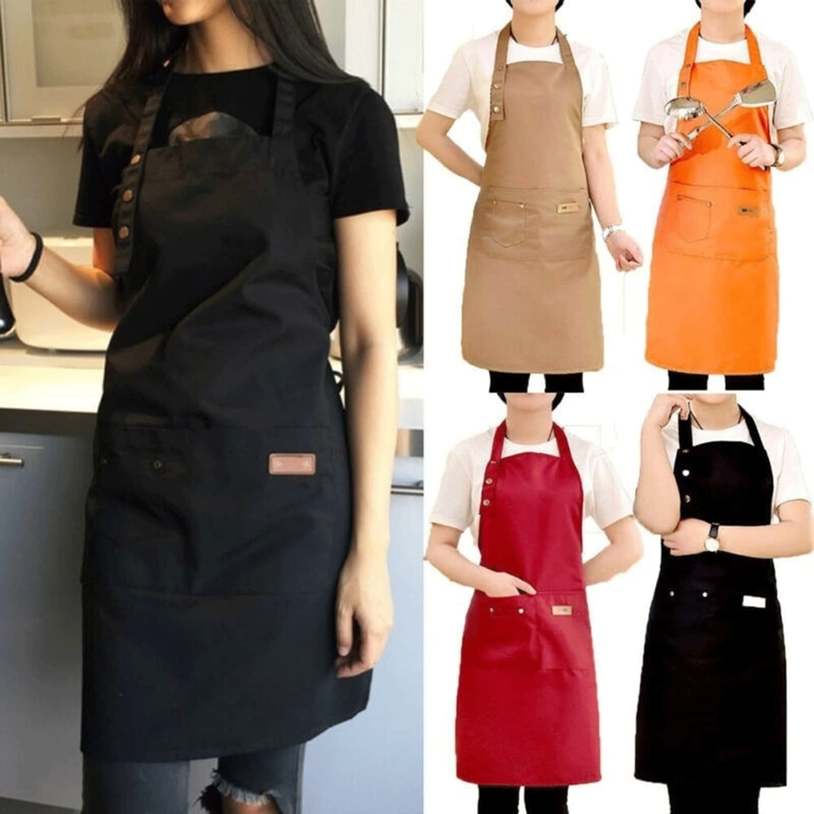JINGYAN Schürzen Ladies Canvas Kitchen Aprons Men Cooks Job Barbecue Restaurant Bar Shop Cafe Beauty Nail Studio Uniform Tea