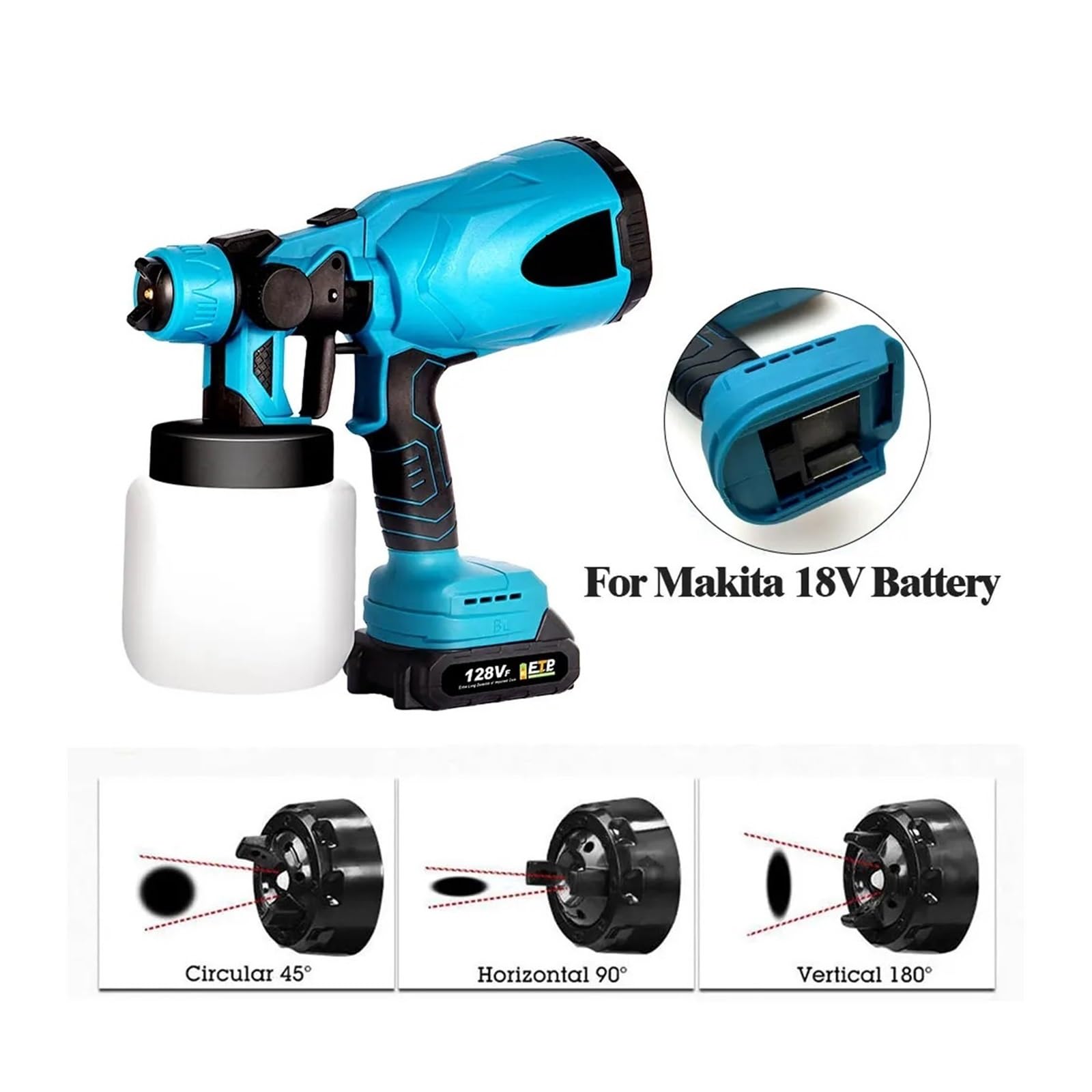 800ml Elektryczny Pistolet Natryskowy Power Home Bezprzewodowy Elektryczny Pistolet Do Malowania Natryskowego Akumulatorowe Pokrętło Regulacji Do Akumulatora 18V(Blue 2Battery Set)