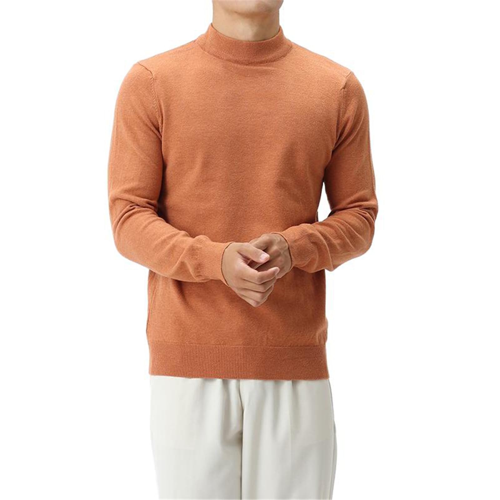 Męski sweter z dzianiny jesień zima półgolf wełna slim fit ciepła warstwa bazowa pulower topy męskie