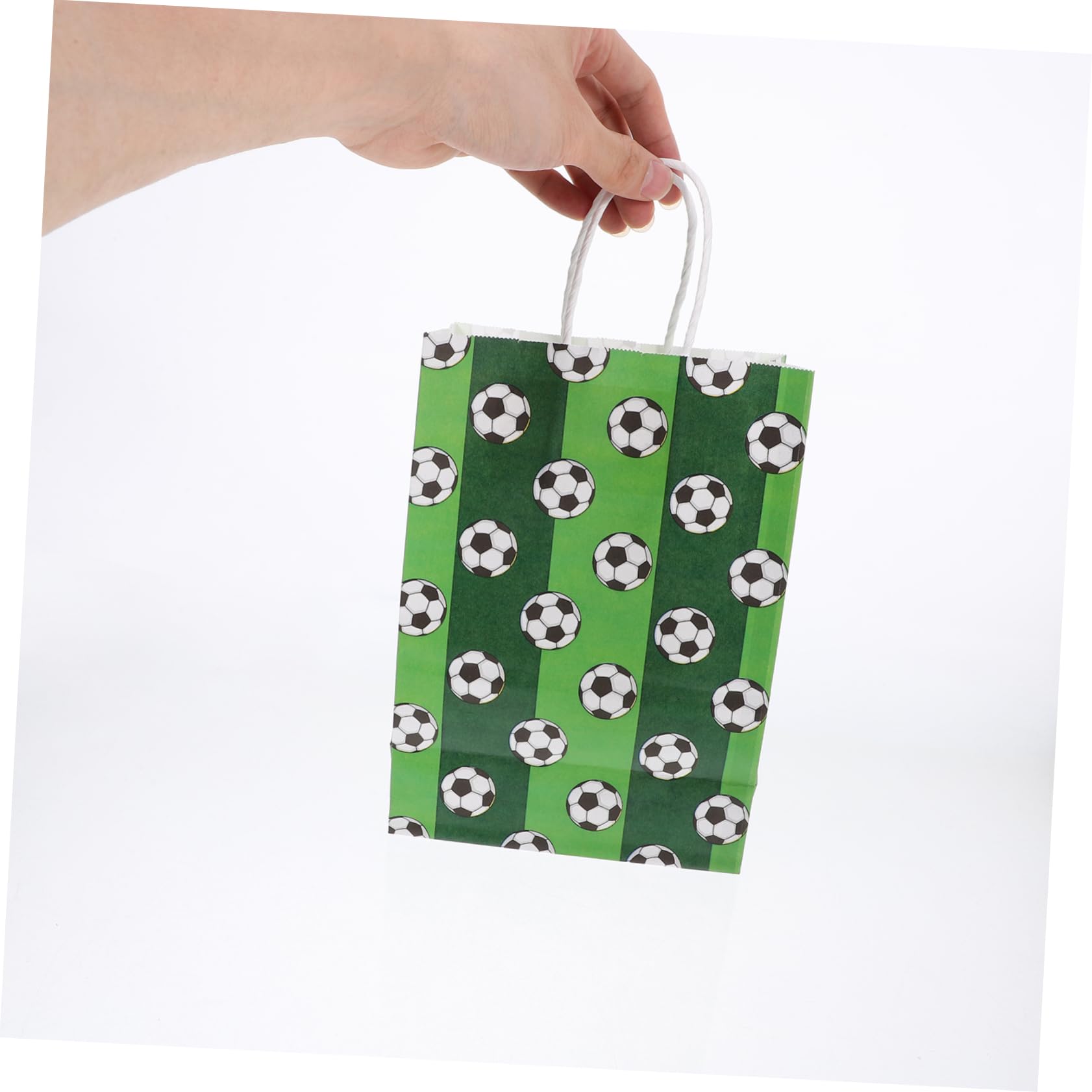 ibasenice 60stücke Fußball-muster Papiertüten Mit Griffen Robuste Und Mitgebsel-taschen Für Fußball-partys Kindergeburtstage Shower Und Mehr