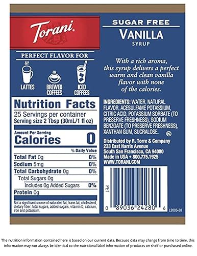 Miniatura 3 de Torani - Jarabe de vainilla sin azúcar para café, 25.4 onzas para café con sabor a vainilla, jarabe Torani con dispensador de bomba de jarabe fresco