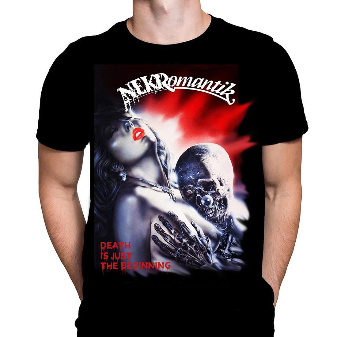 NEKROMANTIK Mens Tshirt Halloween Gothic Horror Movie Print, Black Graphic T-Shirt, Film Poster Tee