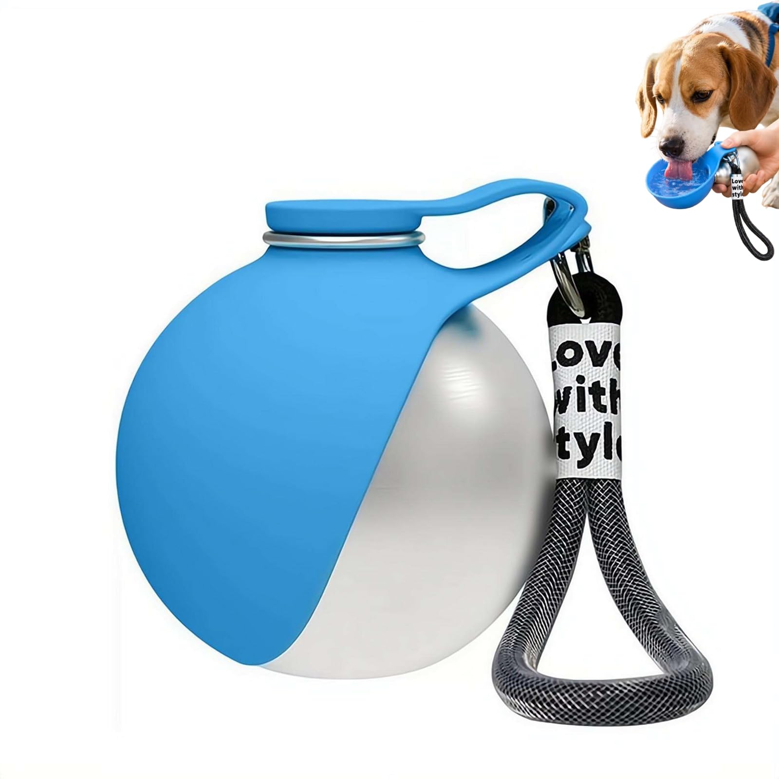 2-in-1 Portable Dog Water Bottle for Small Dogs, Foldable Pet Water Bottle, 2026 NEW Stainless Steel Bottles & Silicone Bowl, Leak-Proof & Compact Dog Travel, for Walking Hiking