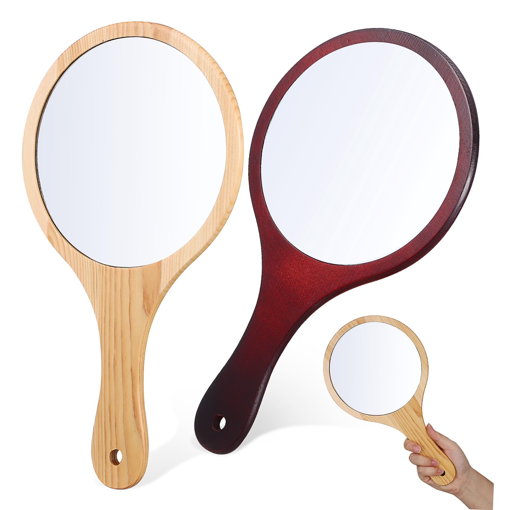 Miroir à main idéal pour le maquillage en voyage grand miroir en bois Homoyoyo