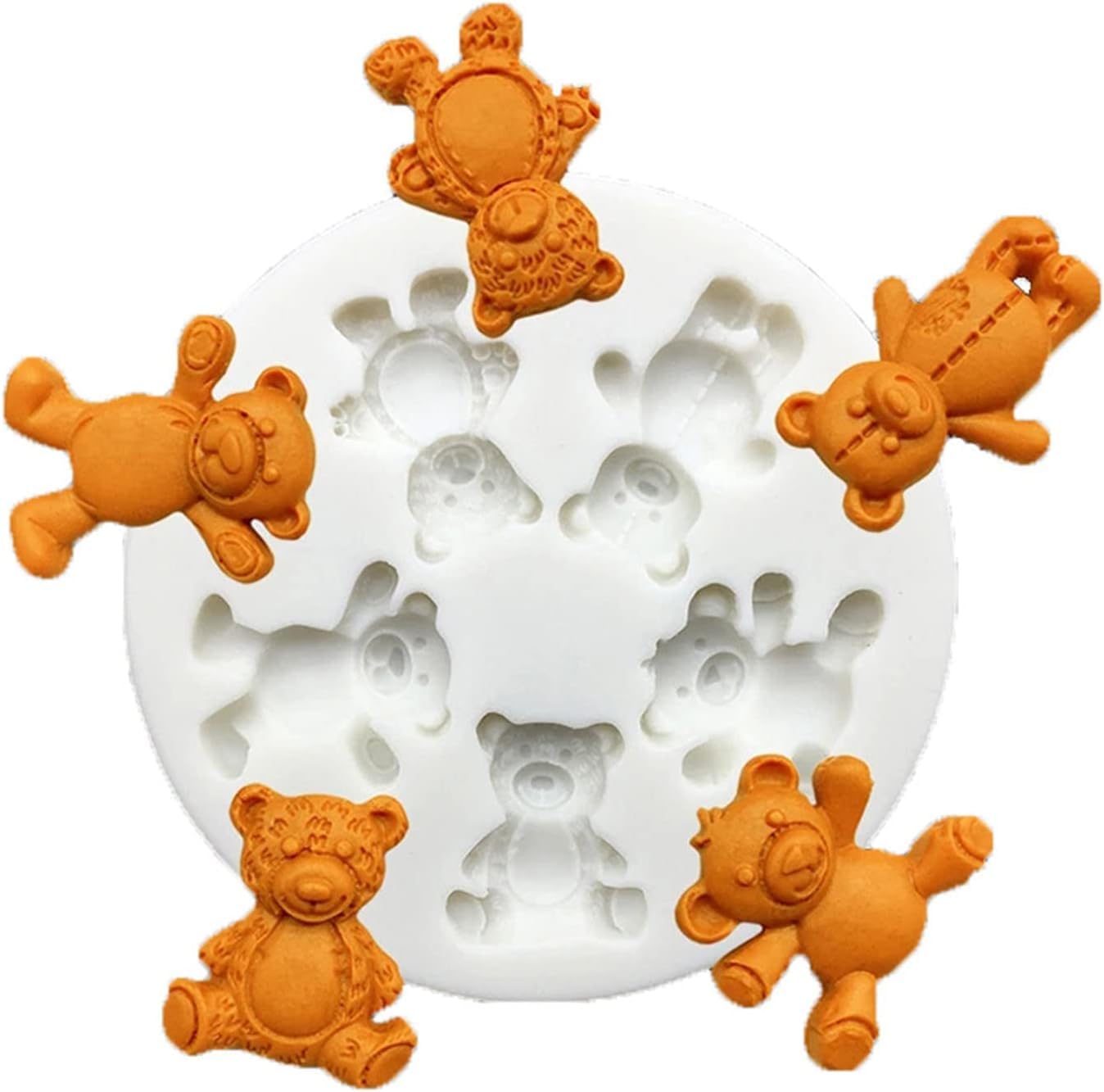 1Pc 5-connect White Bear Sugar Cake Mold Fondant Cake Food Grade Silicone Baking Tools Sugar Chocolate Fondant Mold Bear Silicone Mold For Fondant,Fondant and Gum Paste Molds,Pastry and Baking Molds