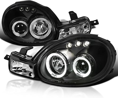 SPEC-D TUNING Faros delanteros LED para proyector color negro, compatibles con Dodge Neon 2000-2002, Plymouth Neon 2000-2002, conjunto de faros