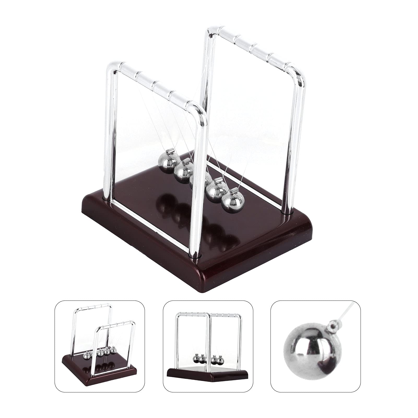 Aramox Swing Balance Balls Pendulum Balls Newton's Cradle Physics Science Desk Toy for Stress Relief Home Office Decor Educational Tool with Sturdy Steel - Image 2