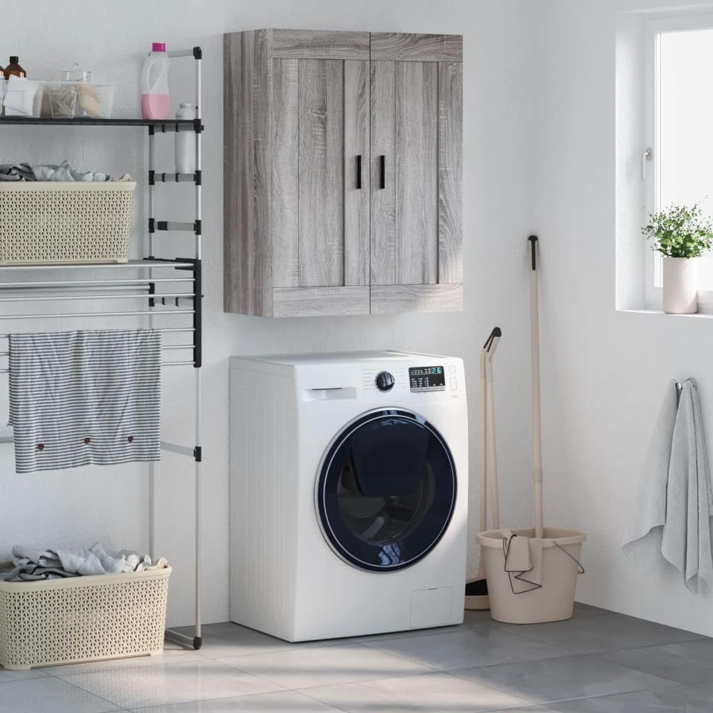 vidaXL Mobile a Parete Grigio Sonoma 69,5x34x90 cm Legno Multistrato, armadietto a Muro, portaoggetti pensile, pensile, pensile a Muro, Mobile pensile