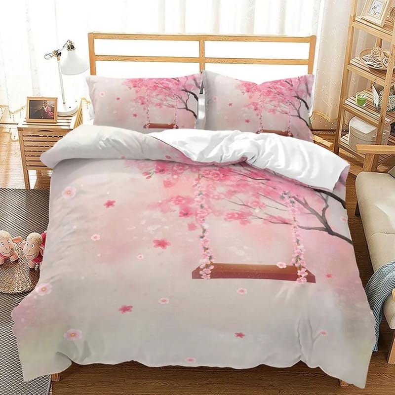 Housse de couette 140x200 cm balançoire rose pour une décoration de chambre poétique